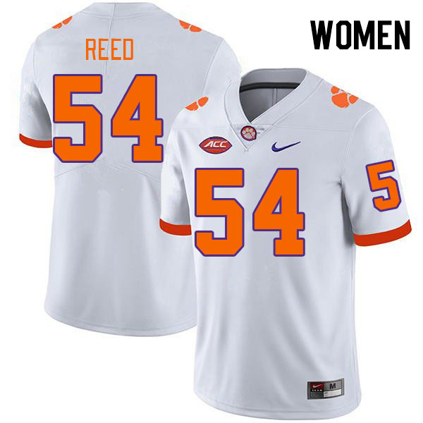Women #54 Ian Reed Clemson Tigers College Football Jerseys Stitched-White - Click Image to Close